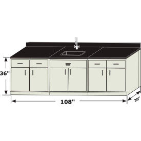 Atlantis Sink Base Cabinet Grouping, 108"W x 30"D x 36"H, White