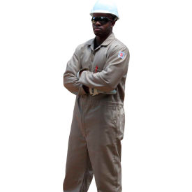 Full Featured Coverall, 7.5 oz. 100% FR Cotton, Tank/Khaki, Size M