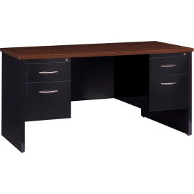 Modular Steel Desk - Double Pedestal - 60 x 30 - Black/Walnut