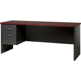 Modular Steel Credenza - Single Left Pedestal - 72 x 24 - Charcoal/Mahogany