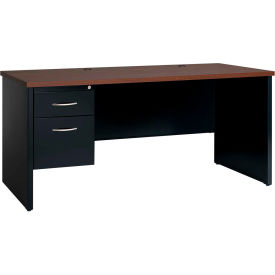 Modular Steel Credenza - Single Left Pedestal - 72 x 24 - Black/Walnut