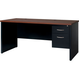 Modular Steel Credenza - Single Right Pedestal - 72 x 24 - Black/Walnut