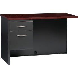 Modular Steel Left Return Desk - 48 x 24 - Charcoal/Mahogany