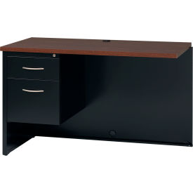 Modular Steel Left Return Desk - 48 x 24 - Black/Walnut