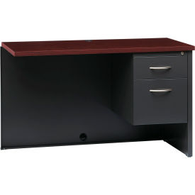 Modular Steel Right Return Desk - 48 x 24 - Charcoal/Mahogany