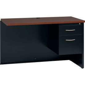 Modular Steel Right Return Desk - 48 x 24 - Black/Walnut