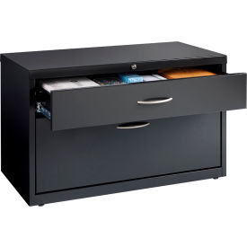 Low Credenza with Box and File Drawers - 36"W - Charcoal