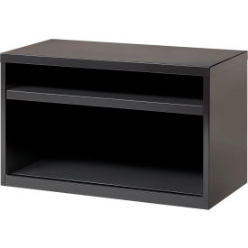 Low Credenza with 2 Open Shelves - 36"W - Charcoal