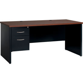 Modular Steel Desk - Single Left Pedestal - 66 x 30 - Black/Walnut