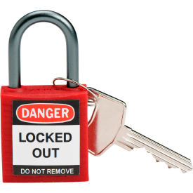 Compact Safety Padlock With Label, Aluminum Shackle, Red