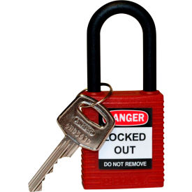 Safety Padlock With Label, Nylon Shackle, Red
