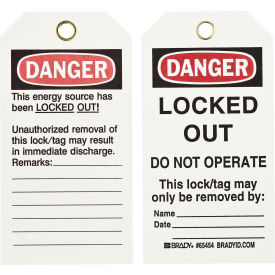 Lockout Tag- Danger Locked Out Do Not Operate, 2 Sided, Cardstock, 25/Pack