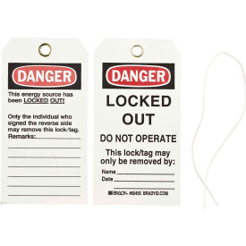 Lockout Tag- Danger Locked Out Do Not Operate, 2 Sided, Cardstock, 25/Pack