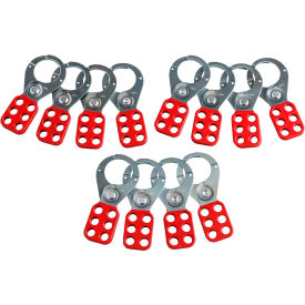Steel Lockout Hasp, 1.5" Jaw Clearance, 12/Pk, Steel, 2-1/4"W x 4-1/2"H
