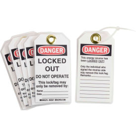 Lockout Tag- Danger Locked Out Do Not Operate, 2 Sided, Cardstock, 25/Pack