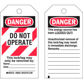 Lockout Tag- Danger Do Not Operate, 2 Sided, Heavy Duty Polyester, 25/Pack