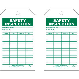Safety Inspection Tag, 2 Sided, 10/Pkg, Polyester, 4"W x 7"H