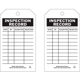 Inspection Record Tag, 2 Sided, 10/Pkg, Polyester, 4"W x 7"H
