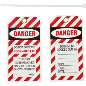 LT10 Lockout Tag- Danger Do Not Operate Lock-Out Tag, 2 Sided, Vinyl, 25/Pack, 10/Pkg