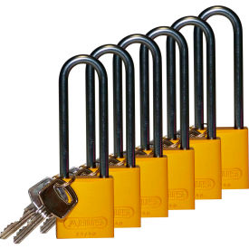 Aluminum Lockout Padlock, 3", Yellow, 6 pack