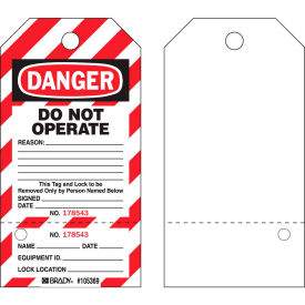Danger Do Not Operate Locked Out Tag, Two-Part Tags With Stubs, Cardstock, 25/Pack