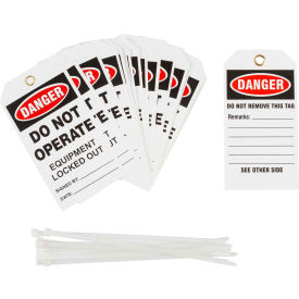 TG027E Lockout Tag - Danger Do Not Operate Equipment Locked Out, Cardstock, 25/Pack