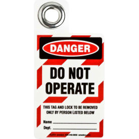 Padlock Tag- Danger Do Not Operate, Polyester, 3"W x 3"H, 1 Each