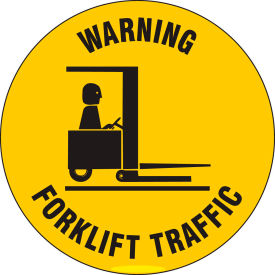 Floor Warning Forklift Traffic Sign, Yellow/Black, Anti-skid, Vinyl, 17"Dia