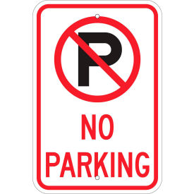 No Parking Sign, Aluminum, 12"W x 18"H