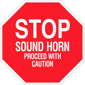 124508 Stop Sound Horn Proceed With Caution Sign, Aluminum, 24"W X 24"H