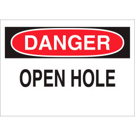 Danger Open Hole Sign, Fiberglass, 10"W x 7"H