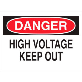 Danger High Voltage Keep Out Sign, Fiberglass, 14"W x 10"H