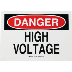 Danger High Voltage Sign, Self-Adhesive, Polyester, 10"W x 7"H