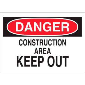 Danger Construction Area Keep Out Sign, Polystyrene, 14"W x 10"H