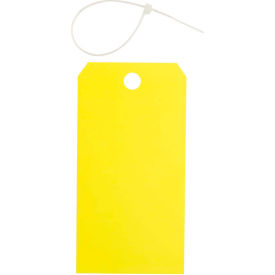 Blank Accident Prevention Tag, No Grommet, Yellow, Polyester, 3"W x 5-3/4"H