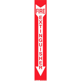 Fire Extinguisher Sign, Red on Glow in the Dark, Polyester, 4"W x 24"H