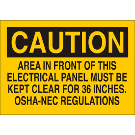 Electrical Hazard Caution Sign, Self-Adhesive, Polyester, 10"W x 7"H
