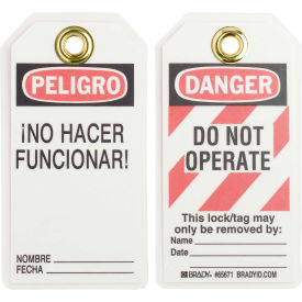Danger Do Not Operate Tag, Bilingual English/Spanish, HD Polyester, 25/Pack