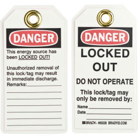 Lockout Tag- Danger Locked Out Do Not Operate, Heavy Duty Polyester, 25/Pack