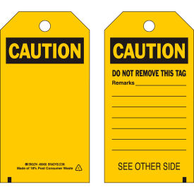 Self-Laminating Caution Tag w/ Clear Adhesive Overlay, Polyester, 3"W x 5-3/4"H