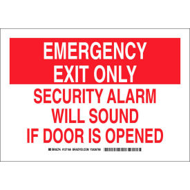 Emergency Exit Only Security Alarm Will Sound If Door Is Opened Sign, 10"W x 7"H