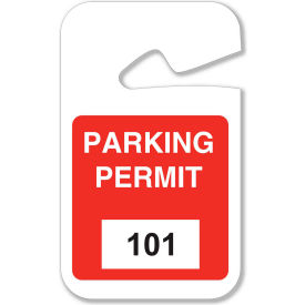 Rearview Mirror Hanging Tags, Parking Permits, Red, 101 - 200, 2-3/4"W x 4-3/4"H