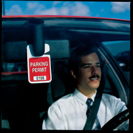 Rearview Mirror Hanging Tags, Parking Permits, Red, 001 - 100, 2-3/4"W x 4-3/4"H