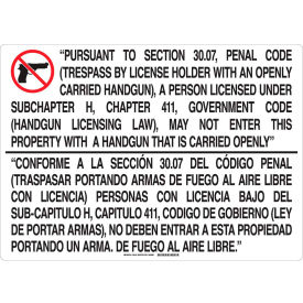 Bilingual Texas Gun Sign, 30.07, Polyester, 28"W x 20"H