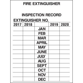 Fire Extinguisher Inspection Record Tags, 3"H x 2-1/4"W, 10/Pkg, 2-1/4"W x 3"H