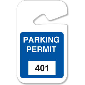 Rearview Mirror Hanging Tags, Parking Permits, Blue, 2-3/4"W x 4-3/4"H