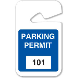 Rearview Mirror Hanging Tags, #101 - 200, Parking Permits, Blue, 2-3/4"W x 4-3/4"H