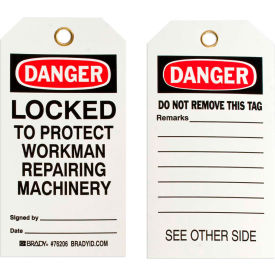 Lockout Tag, 2 Sided, 25/Pkg, Polyester, 3"W x 5-3/4"H