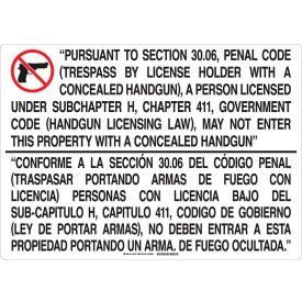 148138 Bilingual Texas Gun Sign, 30.07, Aluminum, 28"W x 20"H