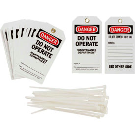 Danger Do Not Operate Tag, 2 Sided, 25/Pkg, Polyester, 3"W x 5-3/4"H